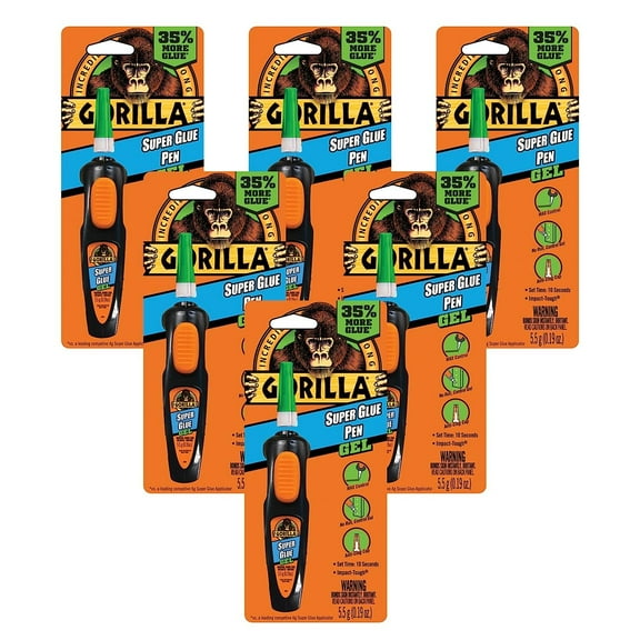 Gorilla Super Glue Gel Pen - 5.5 Gram, Fast-Setting - 6 Pack