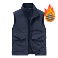 thumbnail image 2 of BiZtdJrK Mens Casual Outerwear Vest Lightweight Zip Up Fleece Sleeveless Jacket Outdoor Work Hiking Travel Golf Vest with Pockets Lightning Sales Of Today Prime Dark Blue M, 2 of 5