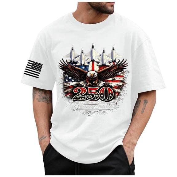 White American Funny Independence Day Shirt Short Sleeve T Shirts for Men Men's Workout Tank Top Casual Soft Short Sleeve Gym Muscle Shirts Tee (White,M)