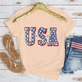 thumbnail image 2 of Lovskoo Women's Summer Tops Trendy Independence Day Printed Short Sleeved Round Neck Plain Basic Tee T-Shirt Top Orange, 2 of 7