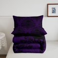 thumbnail image 5 of Homewish Hipple Halloween Skull Full Size Comforter Sets,Boho Damask Bedding Comforter Set,Purple Black,Black Reversible,3 Pieces,1 Comforter and 2 Pillowcases, 5 of 7