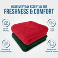 thumbnail image 3 of Dan River Washcloths pack of 24 High-Quality Christmas Soft Cotton Towel for Face & Body Multipurpose for Festive Home Decor - Green/ Red, 12x12 in, 3 of 9