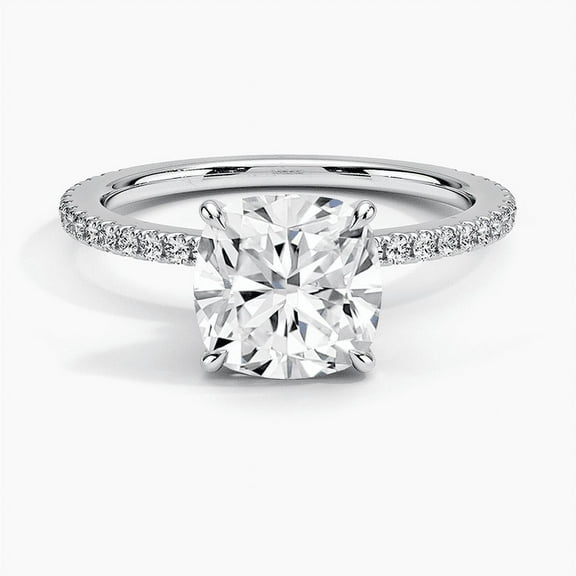 Alor Jewel Cushion Cut 2 Ct Lab Created Diamond Engagement Ring for Women - Diamond Wedding Jewelry - Crafted in 14K White Gold Over Ring - Perfect Gift for Birthday or Surprise Proposal