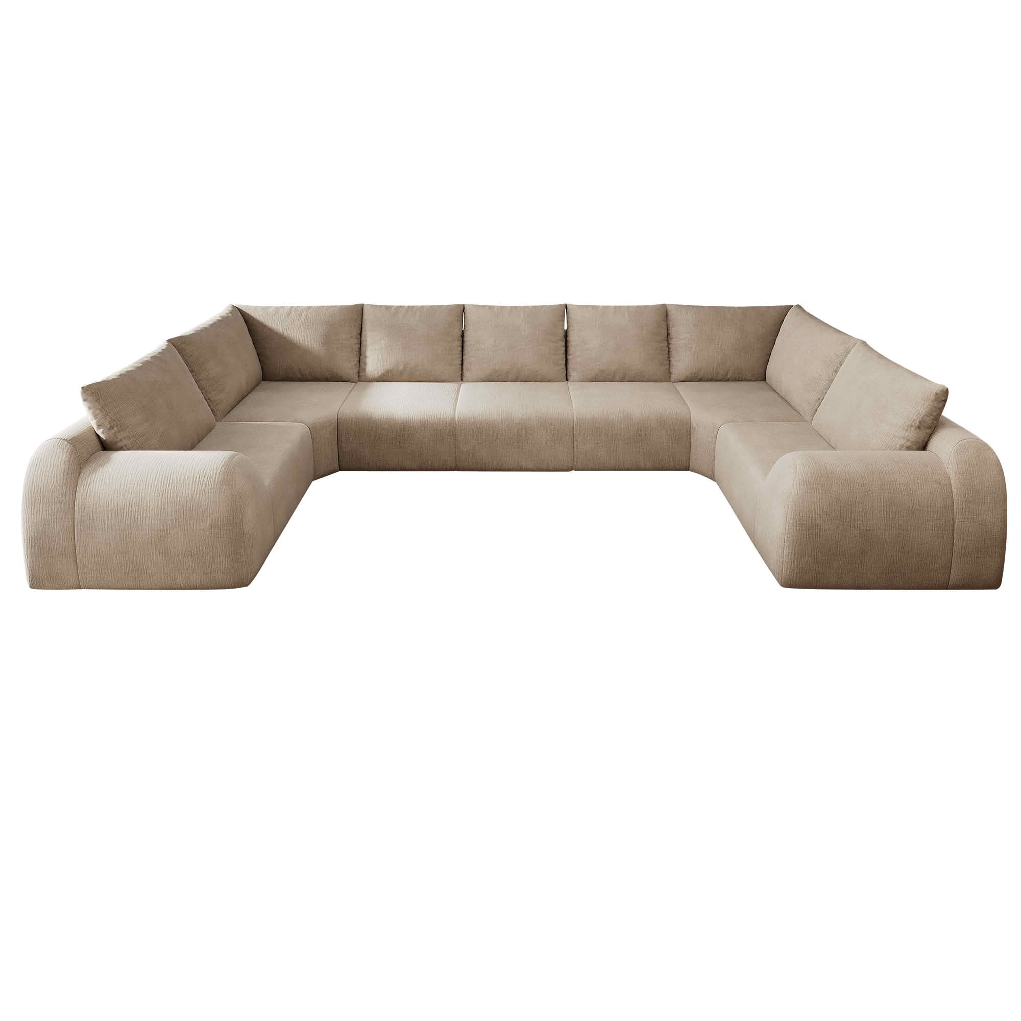 MAYEERTY 161.9" 7 Seats U Shaped Modular Cloud Sectional Sofa, Vacuum Compressed Chenille Couch, No Assembly Required Oversized Fabric Sofa