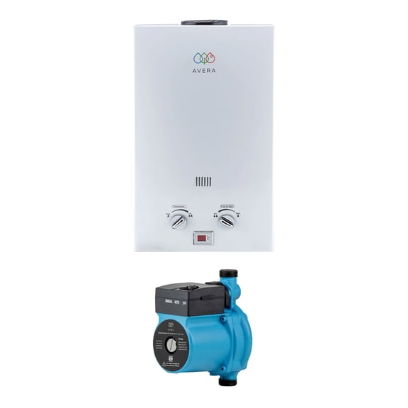 Combo Calentador de Agua Instantáneo Para 3 Regaderas, 1 Lavabo Y Presurizador de Agua 72 1/3 HP AVERA C16LPR72L