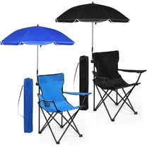 2 Pack Beach Umbrella Chair Folding Camping Beach Chair with Canopy Shade Adults Portable Chairs with Cup Holder and Carrying Bag for Camping Hiking Travel Picnic and Other Outdoor Events