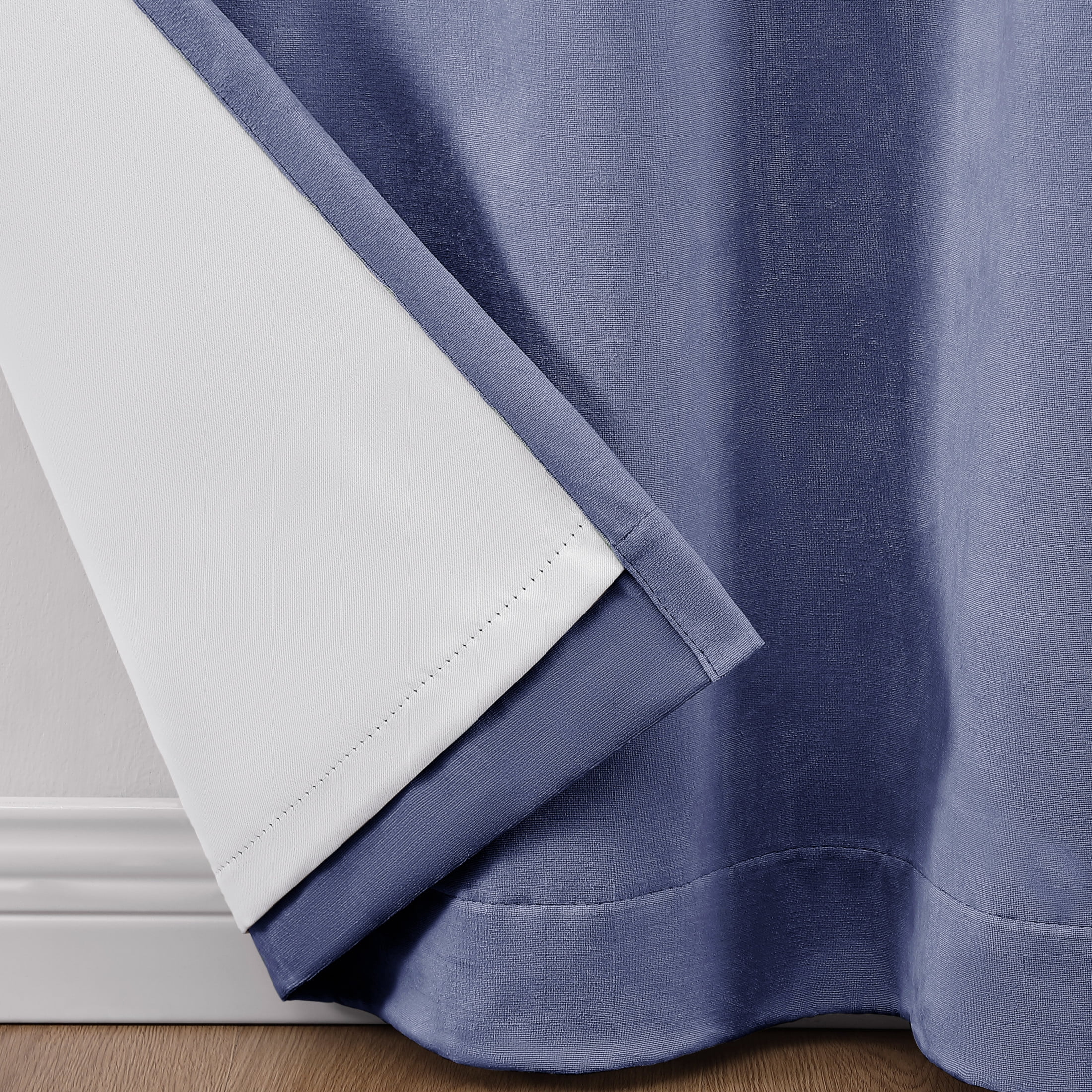 Martha Stewart Lucca Velvet Curtain Panel Pair, Midnight Navy, Back Tab, Blackout, Indoor, Adult, 2 Piece Set, 50" x 84"