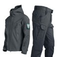 thumbnail image 3 of Men's Winter Outdoor Softshell Jacket Set, Windproof Breathable Velvet Mountaineering Jacket and Pants, For Hiking and Climbing,Gray,L, 3 of 4