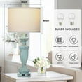 thumbnail image 3 of 27.5" Farmhouse Resin Table Lamps Set of 2 for Living Room 3-Way Dimmable Table Lamp with USB C+A Ports,Light Blue Desk Lamps,Traditional Bedside Lamps Use for Bedroom Nightstand (Blue), 3 of 16