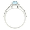 thumbnail image 4 of 1.935 ct Emerald Cut Natural Aquamarine with Simulated Diamond Halo Accents 18K White Gold Womens Engagement Ring, 4 of 5