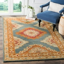 SAFAVIEH Heritage Lewis Oriental Wool Area Rug, Blue/Rust, 5' x 8'