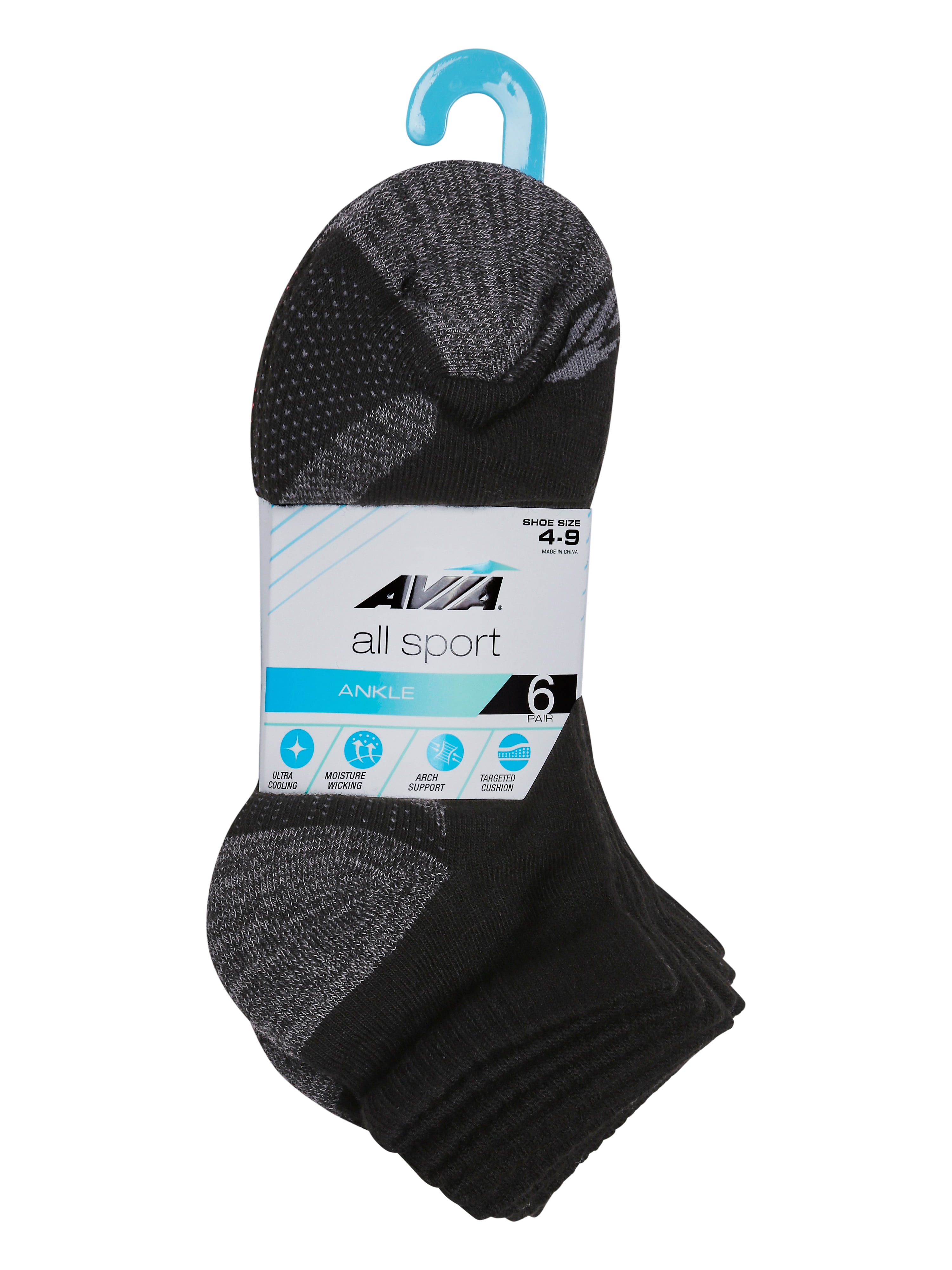 Avia Women's All Sport Athletic Cushion Ankle Socks, 6-Pack