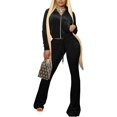 thumbnail image 1 of Women Casual 2 Piece Outfit Tracksuits High Waist Flared Pant Workout Sets with Pockets, 1 of 7