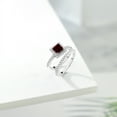 thumbnail image 4 of 925 Sterling Silver Red Garnet and White Moissanite Wedding Engagement Ring Band Bridal Set for Women (1.48 Cttw, Princess Cut 5MM, Gemstone Birthstone, Available in Size 5, 6, 7, 8, 9), 4 of 5