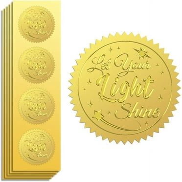 Gold Foil Seal Stickers - 100Pcs With Love & Wreath Design, 2 Inch, Self-Adhesive For Certificates, Awards, Envelopes