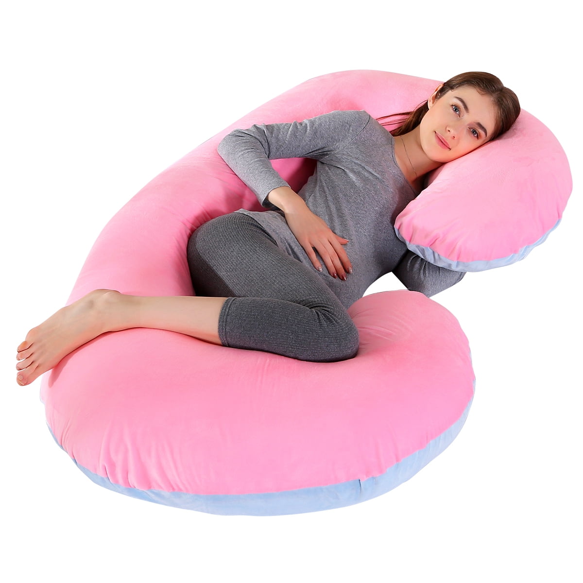 SHANNA Pregnancy Pillow with Velvet Cover, C Shaped Full Body Pillow