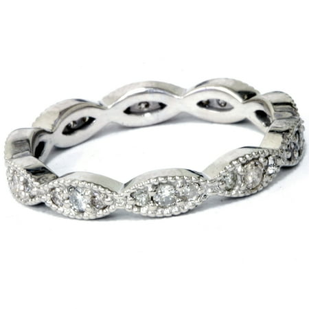 stackable band diamond ring gold womens 8ct eternity 14k anniversary