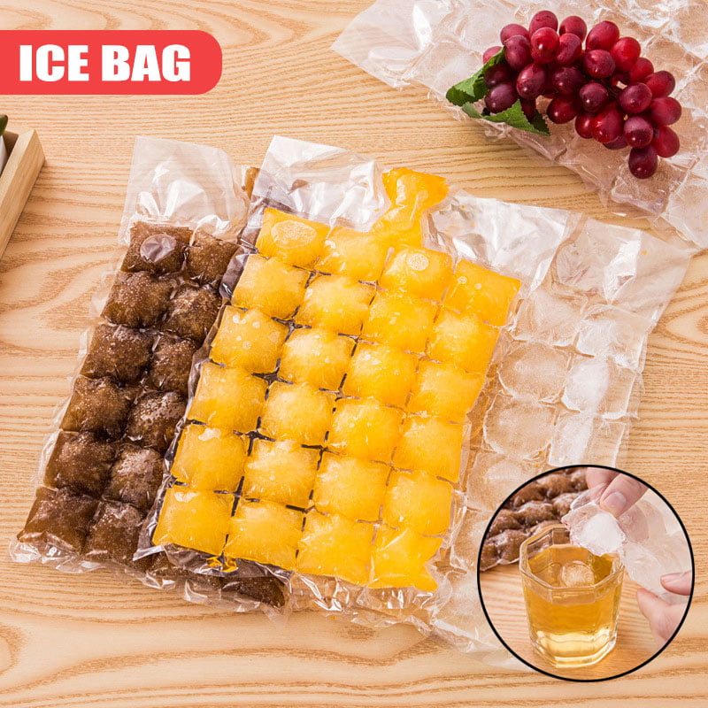 100PC Clear Disposable Ice Cube Bags Fridge Freezer Party Cube Mold 2400 iceCube 