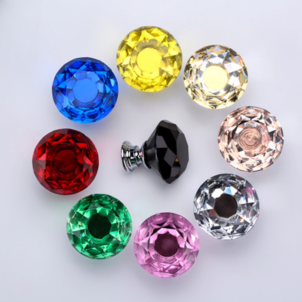 Ludlz 6Pcs Ultra-light 40mm k9 Crystal Cabinet Knobs Drawer Knobs Pull Crystal Glass Diamond Cabinet Dresser Pulls Cupboard Knobs with Screws for Kitchen Office Bathroom Cabinet - image 4 of 7