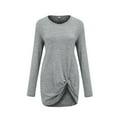 thumbnail image 6 of Sakmal Long Sleeve Womens Tops Gray Solid Crew Neck Tunic Womens Shirts Under $5, 6 of 9