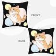 thumbnail image 7 of DouZhe Velvet Decorative Throw Pillow Covers Set of 2, Soft Square Cushion Cover with Invisible Zipper Happy Tabby Cat Printing, 18"x18", 7 of 7