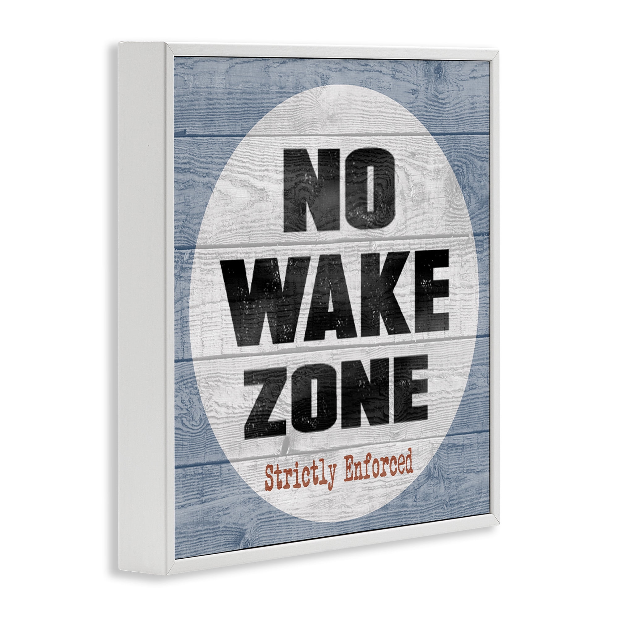 Stupell Industries No Wake Zone Beach Planks Nature Painting White Framed Art Print Wall Art, 17 x 17