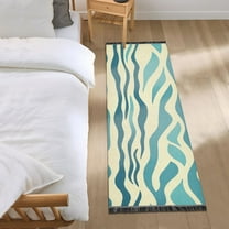 Blue Wavy Bedroom Runner Rug 2'x 6' Non Slip Carpet Indoor Home Area Rug Living Room