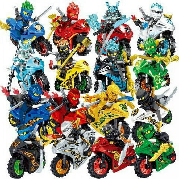 16stk Ninjago Motorcycle Set Minifigures Ninja Mini Figures Blocks Toys Fits Lego