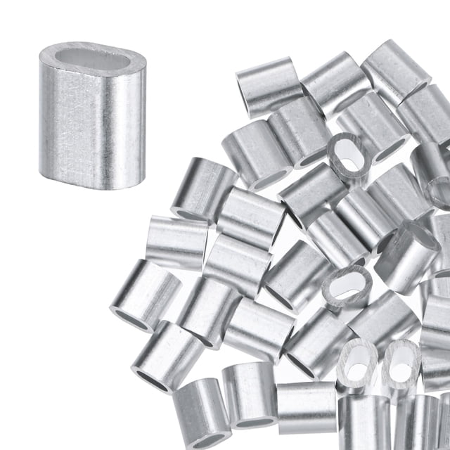 Uxcell Lot de 50 Manchons en Boucle d'Aluminium, 2mm 5/64 Manchons en Fil Rond Simple