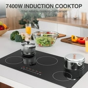 VBGK Induction Cooktop 5 Burner 36 inch Electric Stove 7400W Countertop Hot Plate for Cooking 240v,99 Minutes Timer & Auto Shutdown Induction Burner,Child Lock Induction Cooktop