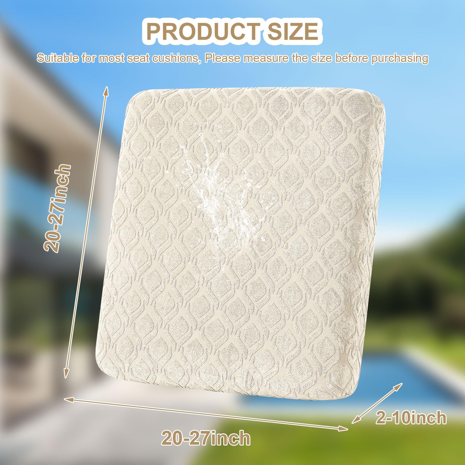 Patio Stretch Sofa Cushion Covers Outdoor Cushion Cover Replacement Couch Slipcover Sofa Seat Cover(Black, 6pcs)
