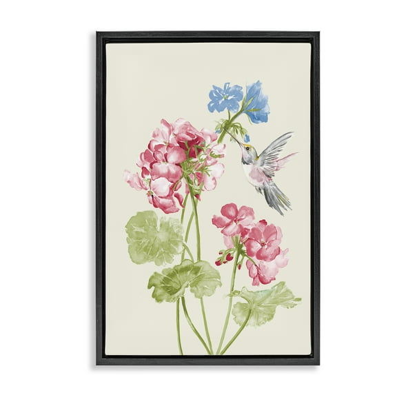 Stupell Industries Geraniums In Bloom Botanical & Floral Painting Black Floater Framed Art Print Wall Art, 17 x 25