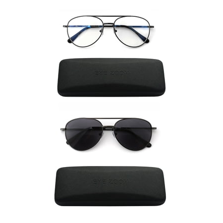 EYE ZOOM Aviator Style Blue Light Blocking Bifocal Reading Glasses and Anti UV400 Sunglasses Bifocal Readers (Gunmetal, +2.50)