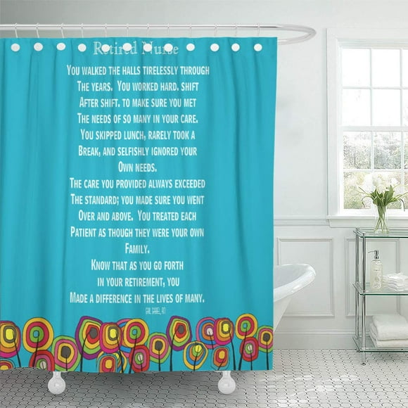 SUTTOM Retiring Artsy Retired Nurse Poem Blue Retirement Registered LPN Shower Curtain 60x72 inch