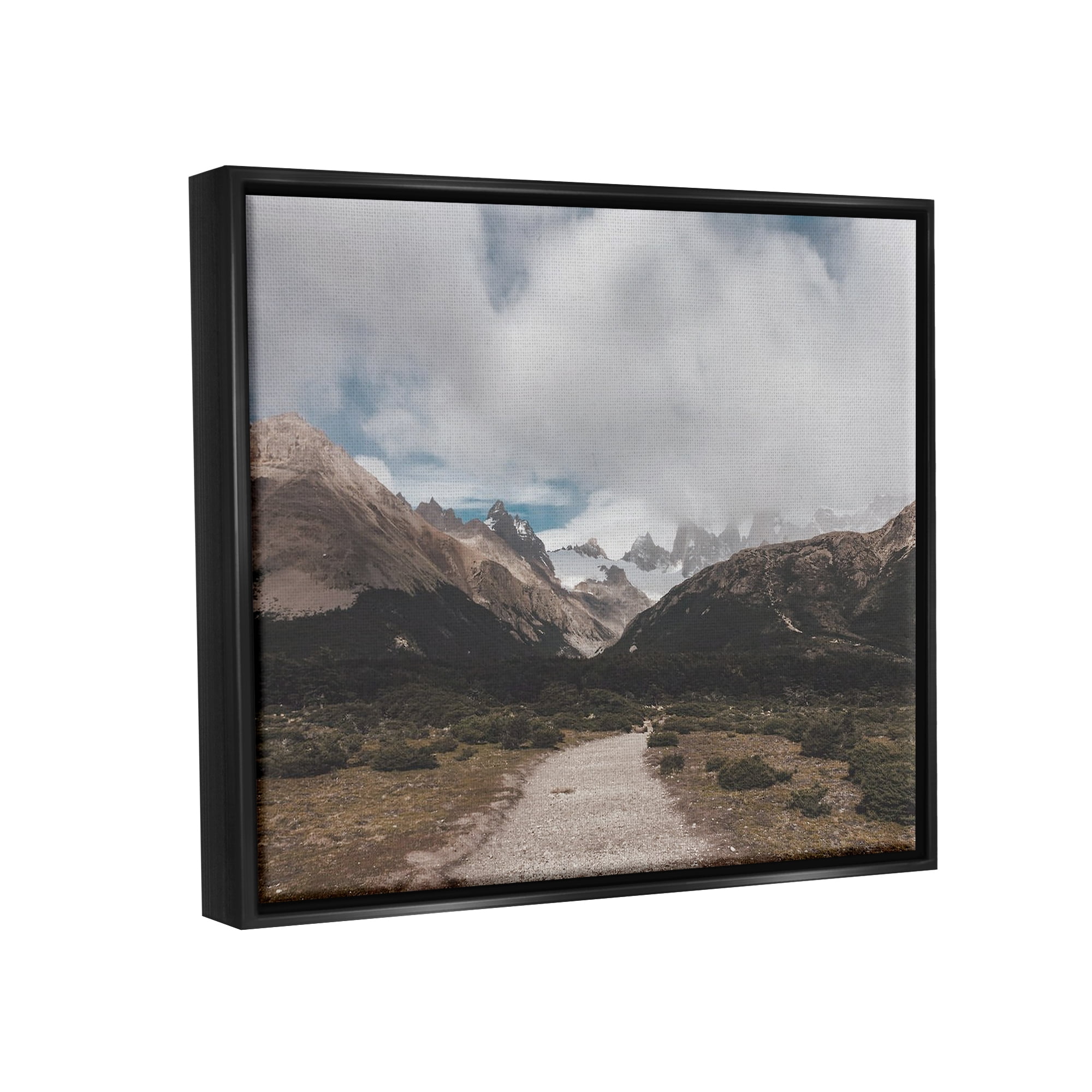 Stupell Industries Cloudy Mountain Peaks Nature Photography Black Floater Framed Art Print Wall Art, 21 x 17