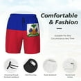 thumbnail image 3 of Men's 2 in 1 Swim Trunks with Compression Liner Haiti Flag Quick Dry Beach Shorts, 3 of 6