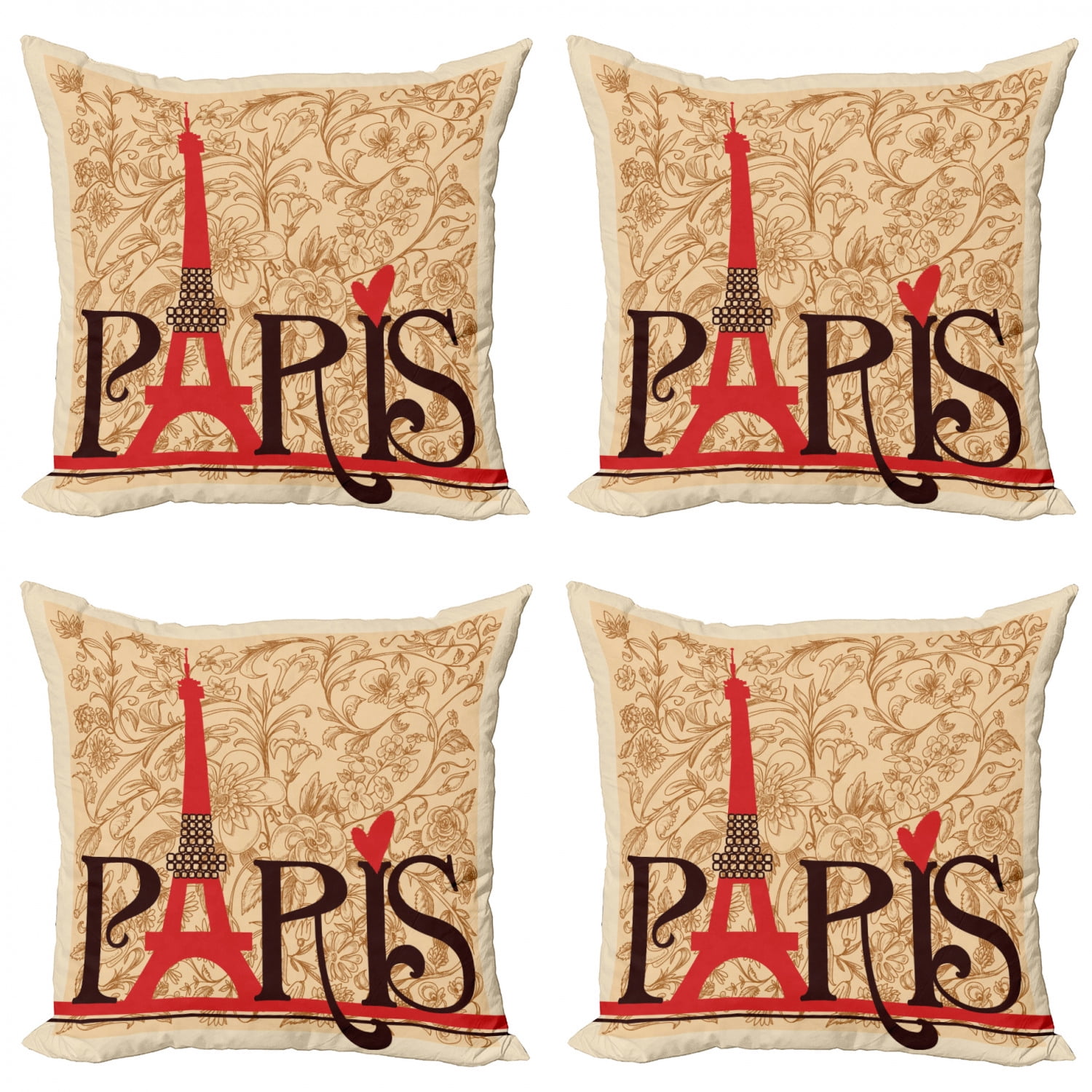 Ambesonne Tropical Cushion Cover Set of 4 for Couch and Bed in 4 Sizes
