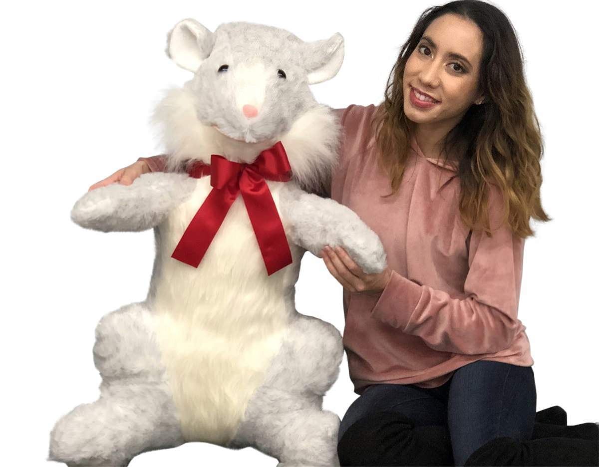 Big Plush American Made Giant Stuffed Hamster 33 inch Soft Plush Gray Color Rodent Animal