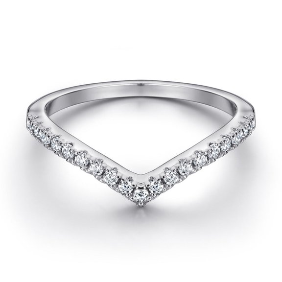 Sterling Silver Diamond Ring Korean Style Wedding Band Half Length Index Finger Ring Individually Packed Rose