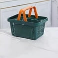 thumbnail image 4 of Plastic Shopping Basket, Market Grocery Basket, Foldable Handle Storage Basket with Ventilated Hollow Design, Durable Lightweight Plastic, Large Capacity 5.7L, Multipurpose Retail Basket, 4 of 6