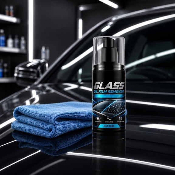 Car Glass Oil Film Remover Paste Water Repellent Windshield Cleaner Rain Repellent Auto Window Polish Towel
