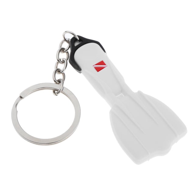 Llavero de buceo Diver Keyring Keys Charm Dive Fans Diver Bag Colgante con cremallera Blanco Cola Buceo llavero
