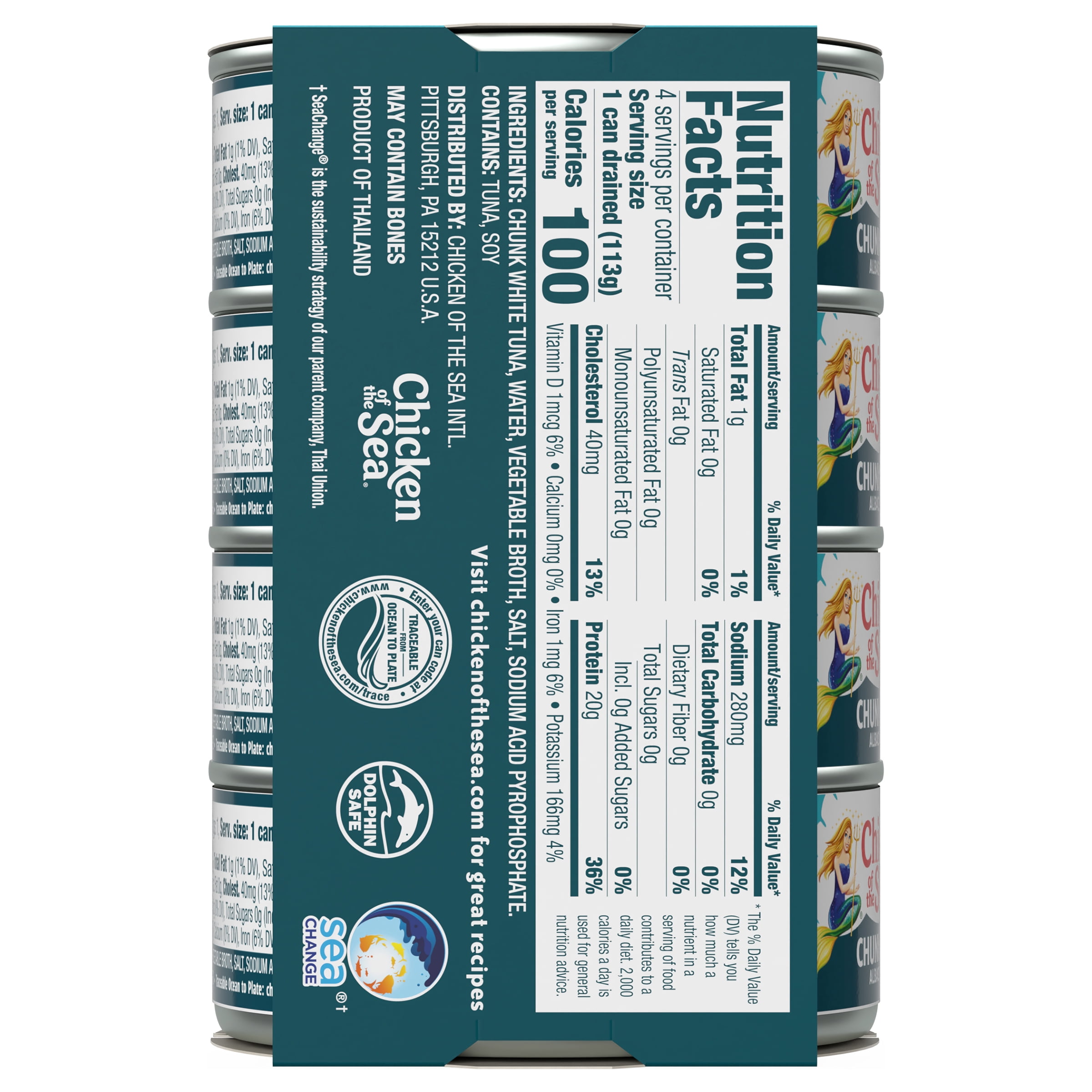 Chicken of the Sea Chunk White Albacore Tuna in Water 4 Pack, 5 oz Cans