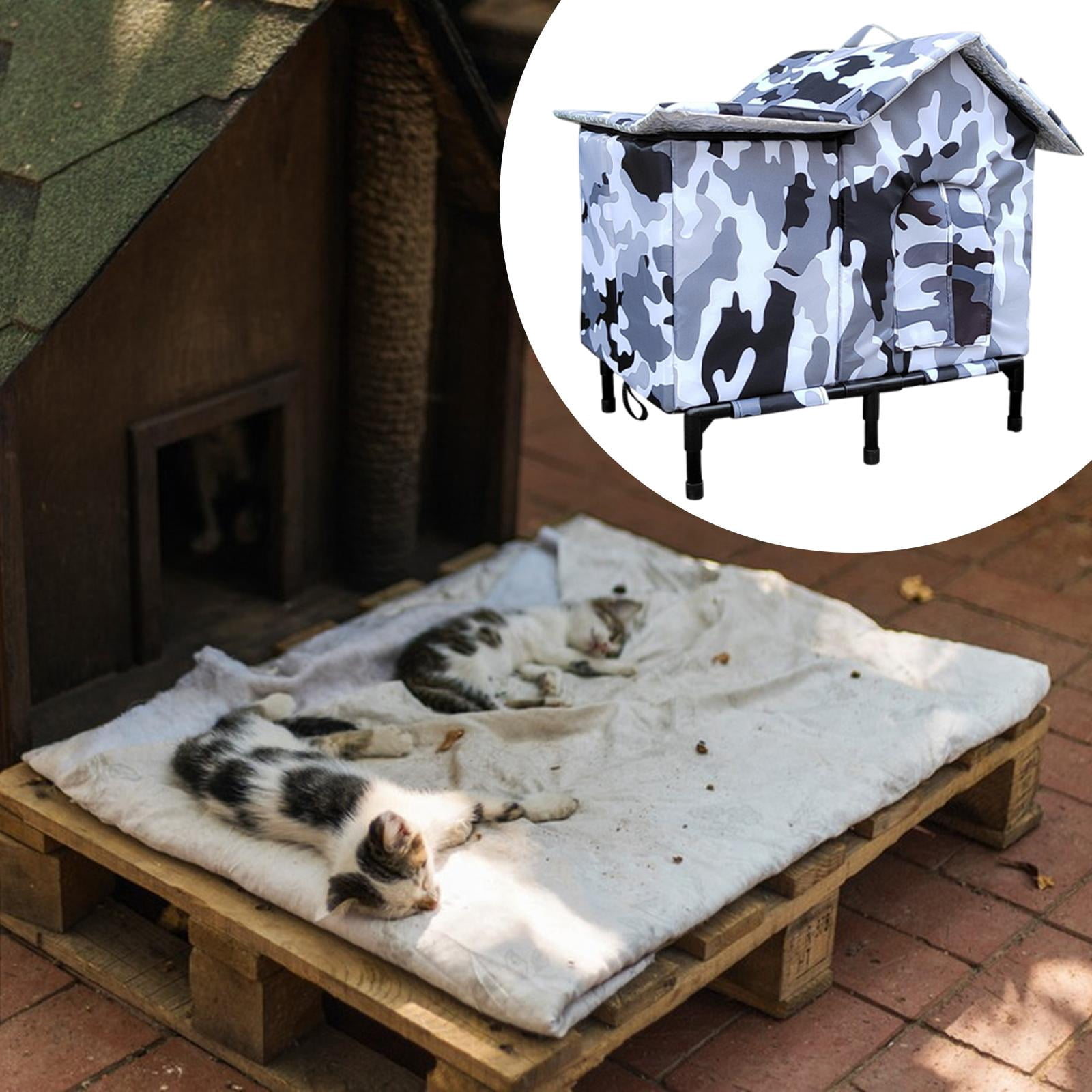 Serenable Large Cat House for Outdoor Warm Weatherproof Kitty Nest for Patio Barn Door