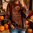 thumbnail image 2 of Women's Oversized Vintage Halloween Sweatshirt Retro Witch Moon Graphic Distressed Long Sleeve Pullover Cozy Fall Autumn Top, 2 of 5