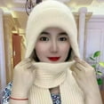 thumbnail image 2 of CoCopeanut 2022 New Fashion Female Winter Knitted Skullies Cold Proof Ear Protection Scarf Warm Girls Beanies Cycling Windproof Hat, 2 of 6