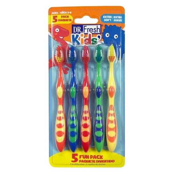 Dr. Fresh Oral Care Kids Toothbrushes, Extra Soft, 5 Ea, 2 Pack