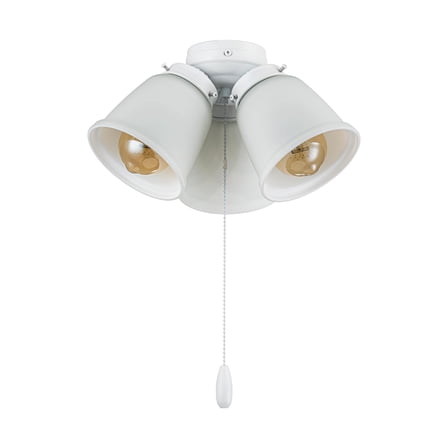 Aspen Creative 22013-2, Three-Light Ceiling Fan Light Kit with Pull Chain, Matte White Finish with Frosted Glass Shades, 13" Diameter x 6-3/4" Height