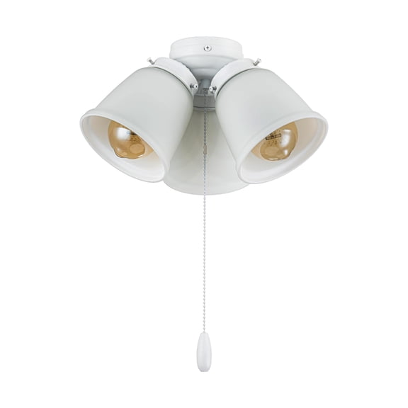 Aspen Creative 22013-2, Three-Light Ceiling Fan Light Kit with Pull Chain, Matte White Finish with Frosted Glass Shades, 13" Diameter x 6-3/4" Height