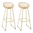 thumbnail image 1 of HOMCOM Bar stools Set of 2, Modern Tall Bar Chairs, Metal Breakfast Stools, Kitchen Stool Set with Backrest and Footrest, Steel Frame, Gold, 1 of 9